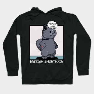 British Shorthair - f@*ck off! Funny Rude Cat Hoodie